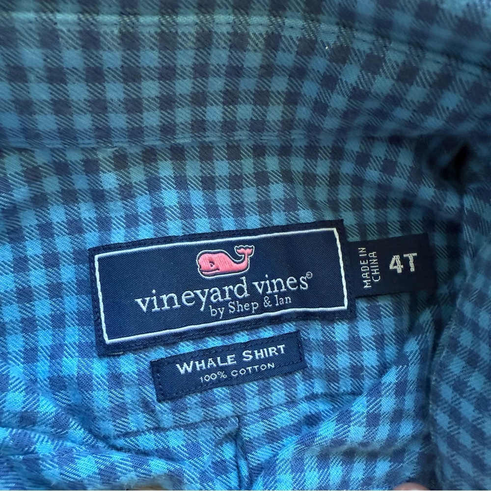 Vineyard Vines Kids Blue Gingham Shirt 4t - Picture 2 of 2